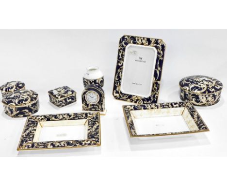 Various Wedgwood Cornucopia pattern china, to include lidded box, 7cm diameter, mantel clock, dish, etc.  (a quantity, boxed)