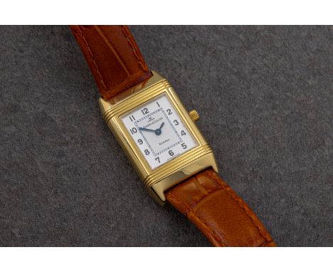 A ladies 18k yellow gold Jaeger-LeCoultre Reverso wristwatchref. 260.1.08, the signed dial with Arabic markers and inset minu