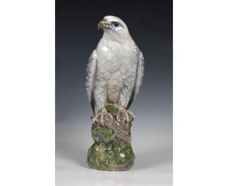 A Royal Copenhagen Porcelain figure of an Icelandic FalconModel No 1661, designed by Peter Herold, 39.7cm. high.