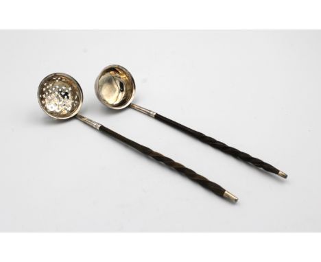 A small Victorian silver toddy ladlewith a twisted baleen handle, Chawner & C0, London,1857,18cm. long, together with a Victo