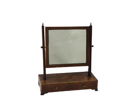 English, early 19th century, mahogany dressing table mirrorwith two drawers beneath, 46 x 20cm. x 54cm. high.
