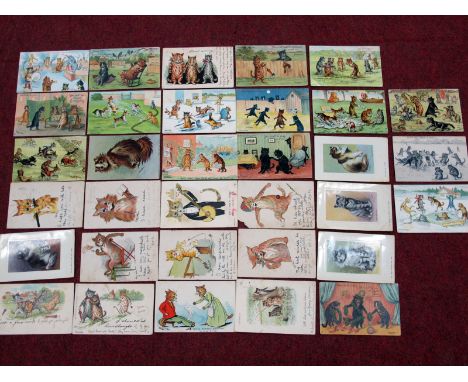 Thirty Three Louis Wain Early XX Century Picture Postcards, of cats in humorous pursuits to include 'Our Football Match', 'Ca