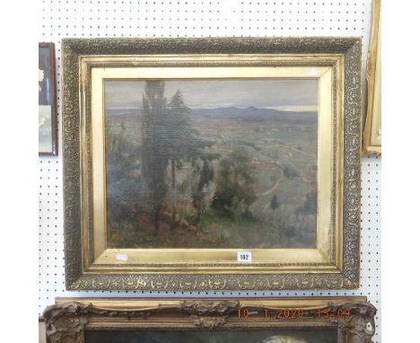 A gilt framed oil on canvas "Gallile" possibly signed Woodbine K Hinchcliffe