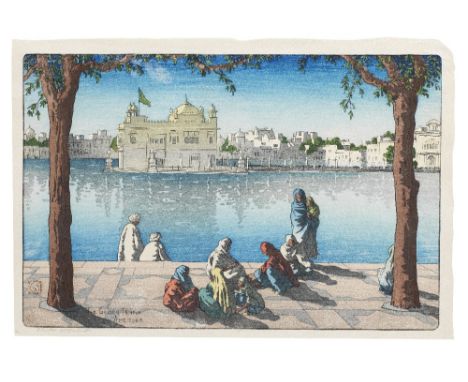 The Golden Temple, Amritsar, by Charles William Bartlett (British, 1860-1940) woodblock printed in colours on wove paper, tit