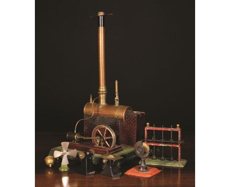 A Tin Plate Model of a standing steam engine with various accessories, a triple hammer by GBN Bavaria, Grinder by GBN double 