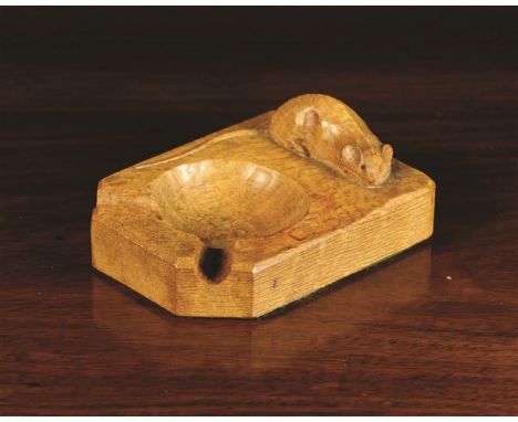 A Small 'Mouseman' Ashtray carved from burr-figured timber.