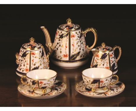 A Delightful Davenport Longport Staffordshire China Tête-à-tête Teaset, Circa 1870-86, comprising of teapot, lidded milk jug,