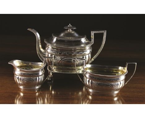 A Fine Quality George III Four Part Silver Teaset by Duncan Urquhart & Naphtali Hart, hallmarked London 1808 and comprising o