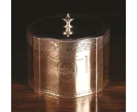 A Pretty Georgian Silver Tea Caddy by Charles Aldridge & Henry Green, hallmarked London 1780 and decorated with Neo-classical