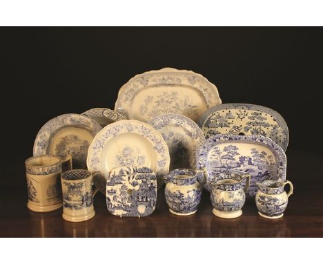 A Collection of 19th Century Blue & White Transfer Printed Ceramics to include 'Asiatic Pheasant' meatplates, three pearl-war