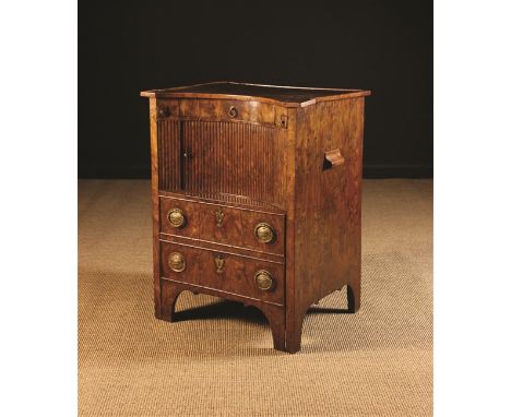 A Fine & Rare 18th Century Burr Yew Wood Commode of good colour & patination. The burr veneered top with cock-beaded border a