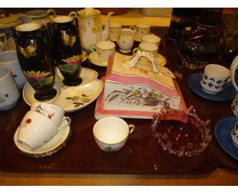 Victorian Cheese Dish, Ruby Glass Dish etc 