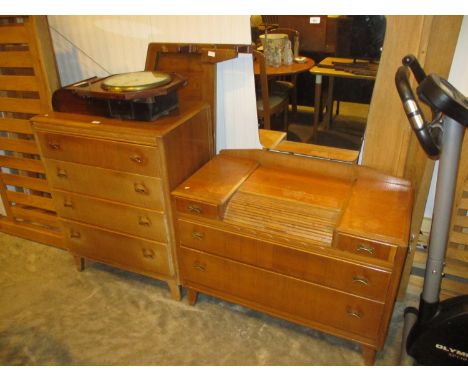 Vintage Oak Chest of Drawers, Dressing Table and Bedstead 