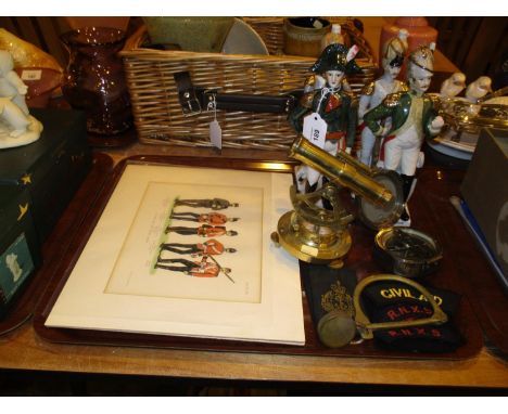 Four Porcelain Military Figures, Compass etc 