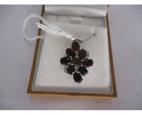 Black Weio Opal and Diamond Pendant with Chain 