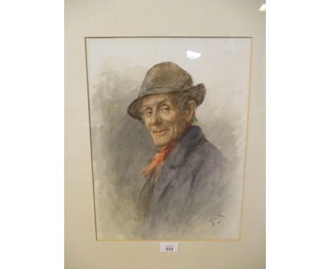 Henry Wright Kerr, RSA, SW, Scottish 1857-1936, Portrait of an Old Man, 41x30cm 