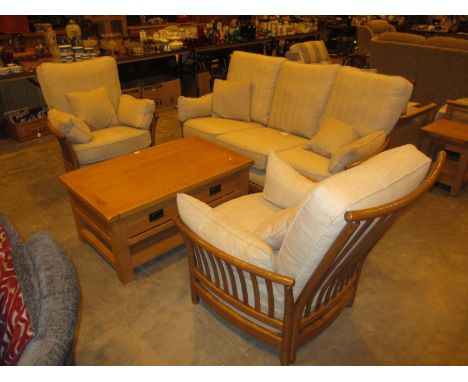 Ercol Wood Frame 3 Piece Lounge Suite 
