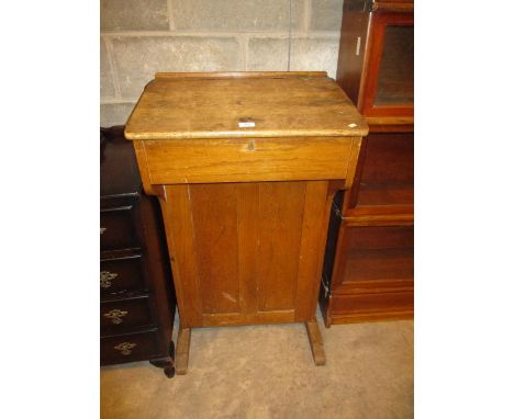 Vintage Oak School Teachers Desk, 59cm 