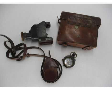 1917 Leather Cased Compass (glass broken) and a Leather Cased Sight Z.F.12 No. 18011 Emil Busch A-G Rathenow 