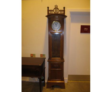 Art Nouveau Oak 2 Weight Longcase Clock 