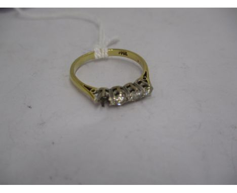 18ct Gold 3 Stone Diamond Ring, stone missing, 2.3g, Size N 