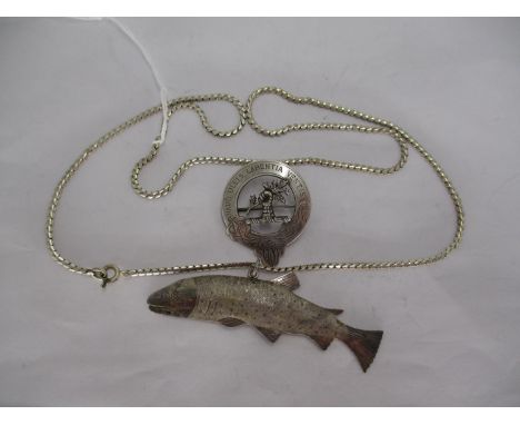 Silver Salmon Pendant with Chain and a Silver Clan Brooch 