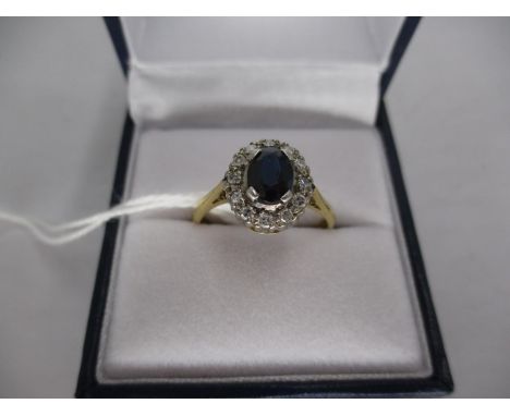 18ct Gold and Platinum Sapphire and Diamond Ring 