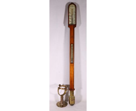 Marine barometer by Sewill, London, in rosewood with thermometer & turned brass cistern, c.1850. Both glasses are fine. Minor