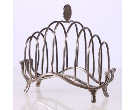 George V silver nine bar toast rack of boat shape by&nbsp;William Comyns &amp; Sons Ltd (Richard Comyns), London 1936, 186g, 