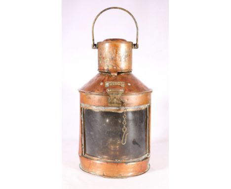 Lampads copper ship's stern lantern with applied plaque, 47cm tall 