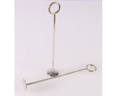 Pair of silver drink stirrers or swizzle sticks monogrammed A by Hamilton and Inches, Edinburgh 1960, 15.5cm longClean condit