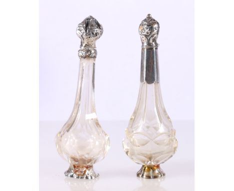 Two silver mounted cut glass scent bottles, 12cm tall&nbsp; 