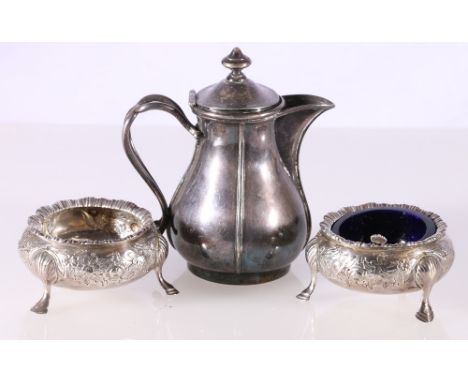 Pair of Victorian silver salt cellars by&nbsp;William Hutton &amp; Sons (Edward Hutton), London 1888, 108g and an Austrian wh