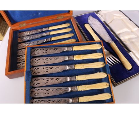 Victorian silver ivorine handled fish knives and forks by&nbsp;Josiah Williams &amp; Co (James &amp; Josiah Williams), Exeter