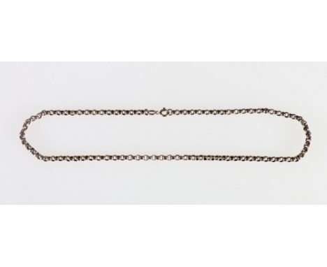 9ct yellow gold faceted ring link neck chain with applied "9c" oval, 8.7g gross 