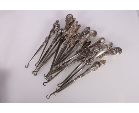 Twenty silver handled buttonhooks&nbsp; 