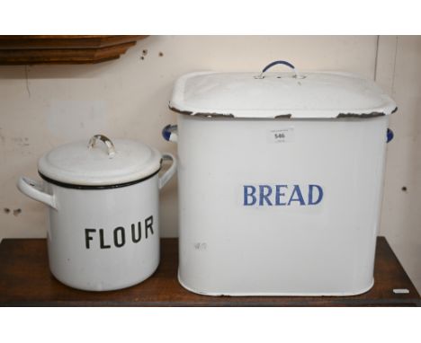 Two enamel bins for flour and bread (2) 