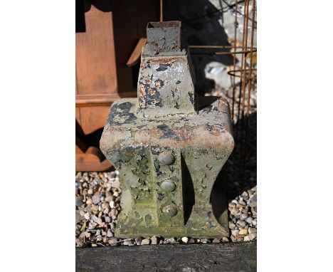 An Arts &amp; Crafts period oversized cast iron rain water hopper, 34 cm w 