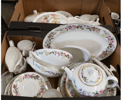 A Wedgwood 'Downland' dinner/tea service to/w a Wedgwood 'Summer Bouquet' part service (2 boxes) 