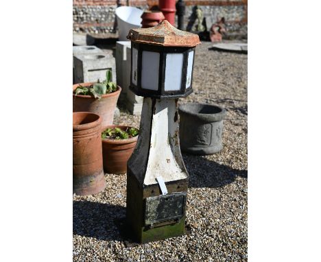 A vintage 'lighthouse' tapering bollard lamp by Gowshall, 96 cm h 