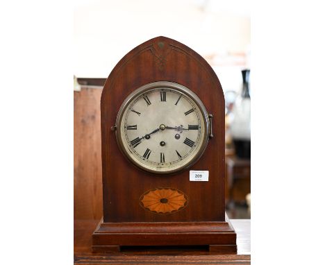 An early 20th century German inlaid lancel cased mantel clock by Gustav Becker (medaille D'Or movement) striking on 5-rod gon