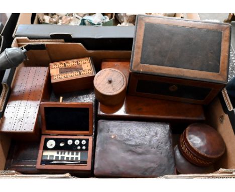 An antique Morocco leather-bound stationery box to/w a dressing-case with deep-buttoned silk compartment, a mahogany writing 