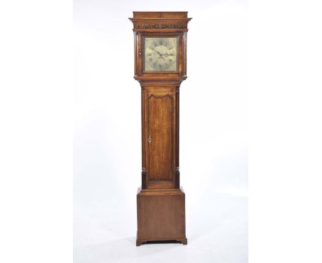 An 18th Century oak cased thirty hour long case clock, Rob Webster, SalopThe case with a blind fret work frieze over an 11 in