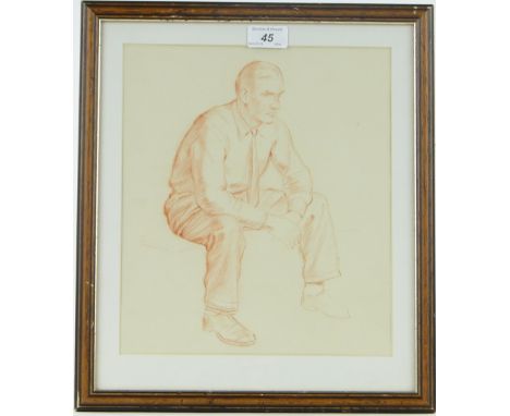 Henry Lamb (1883-1960)
sanguine chalk drawing, portrait of a seated man, signed and dated 1940 verso, 12" x 10", framed.