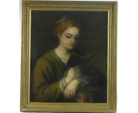 Coloured pastels, portrait of Madonna, unsigned, 25" x 21", framed.