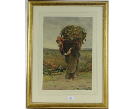 Thomas R Huson RI (1844-1920)
watercolour, "A Life Of Toil," signed, exhibited Brussels International Exhibition 1897, 19.5" 