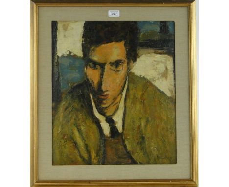 Attributed to Ronald Ossory Dunlop
oil on canvas board, head and shoulders portrait of a man, signed, 19.5" x 16", framed.
