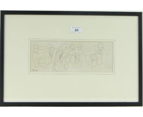 Avinash Chandra (1931-1991)
print, erotic abstract, signed in pen, dated '65, 4" x 10.5", framed.
