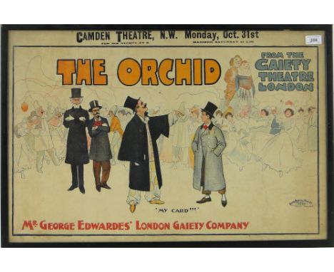 An original colour advertising poster print for "The Orchid," at Camden Theatre circa 1920, 19.5" x 29", framed.