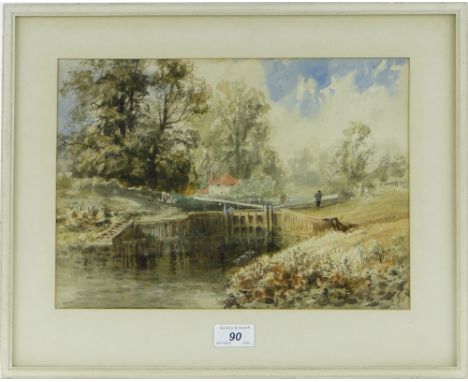 Alfred Montague (1832-1883)
watercolour, The Lock Gate, signed, 9.5" x 13", framed.